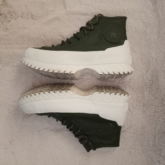 Converse Leather Unisex Cargo Green White Lugged Sole Moto Boho 2.0 High Top - Picture 4 of 9